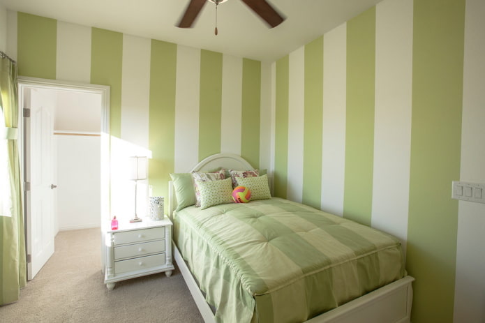 furniture in the bedroom interior in green tones