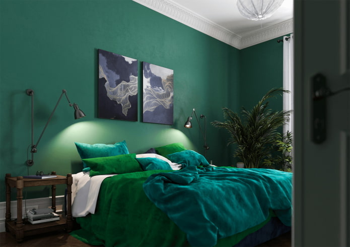bedroom decorating in green tones