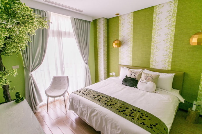 bedroom decoration in green tones