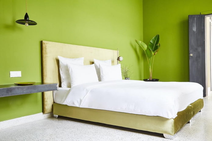 bedroom design in green tones