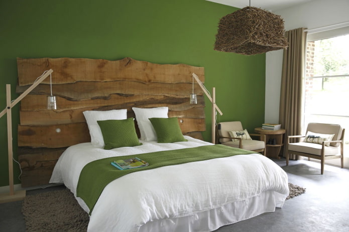 bedroom design in green tones