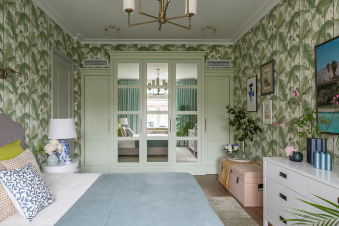 bedroom decoration in green tones