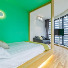 Green bedroom: shades, combinations, choice of finishes, furniture, curtains, lighting-5