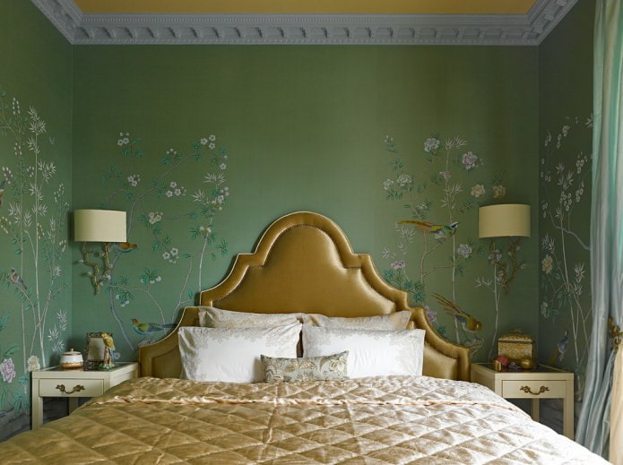 Green walls in the bedroom