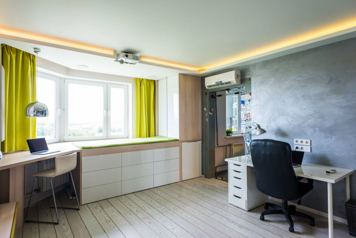 green short curtains