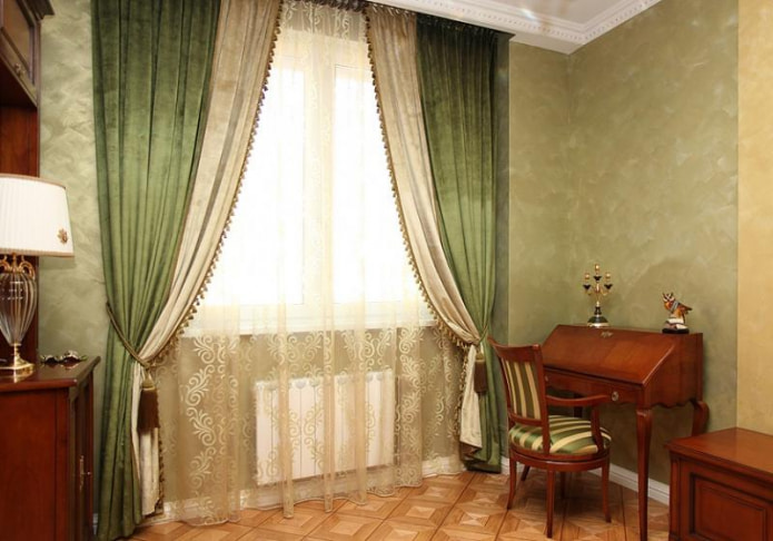 double velvet curtains with tassel grabs