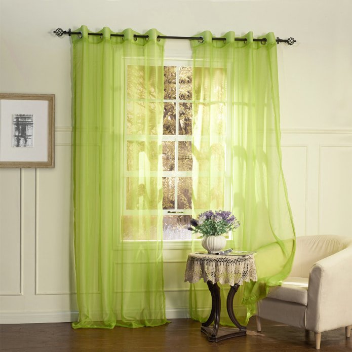 curtain on eyelets with a forged cornice