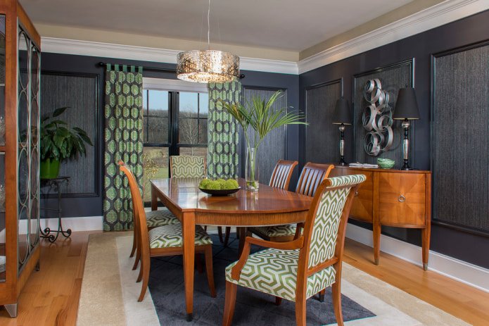 stylish curtains with loops in the dining room