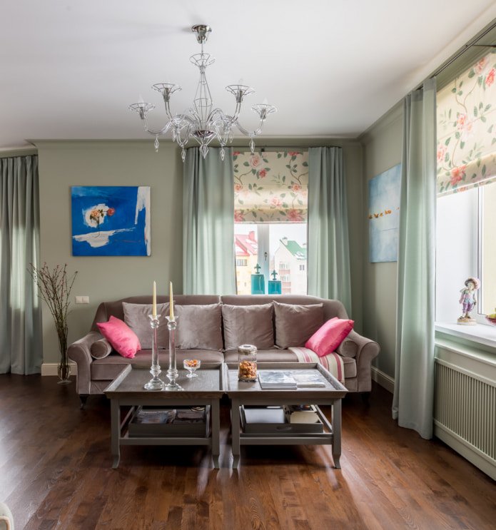 classic style with mint curtains