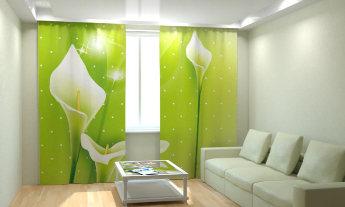 calla flowers on photo curtains