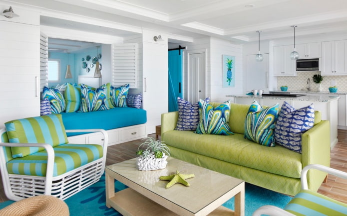 light green sofa in the interior