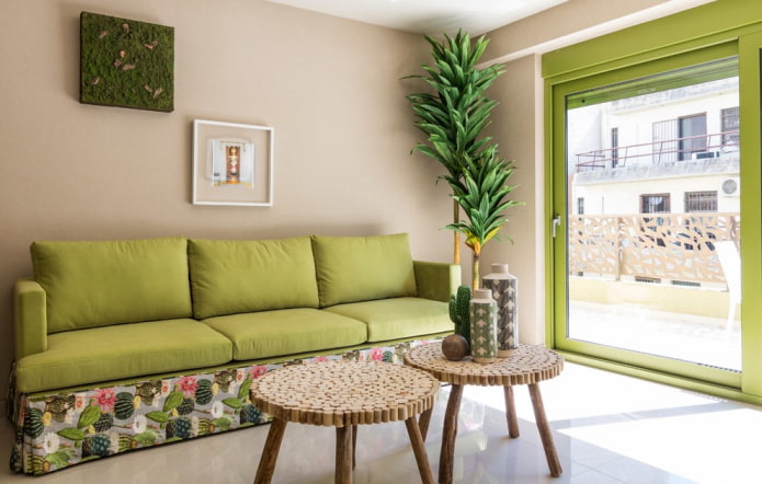 light green sofa in the interior