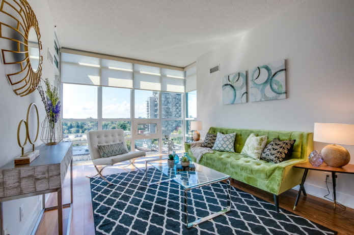 light green sofa in the interior