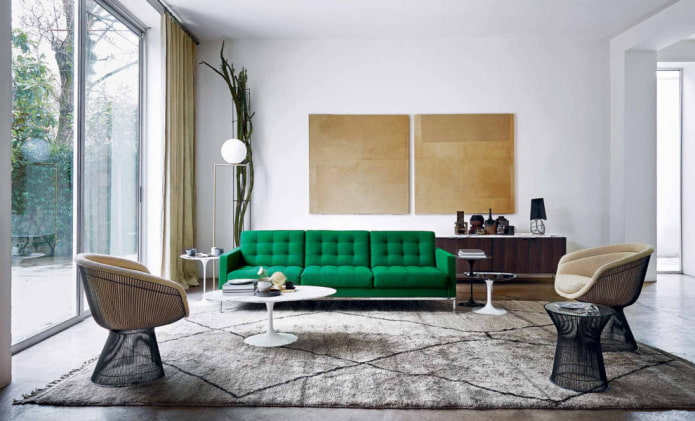 green sofa in combination with armchairs