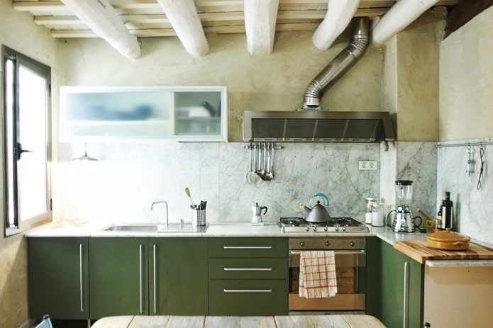 Wooden beams on the ceiling