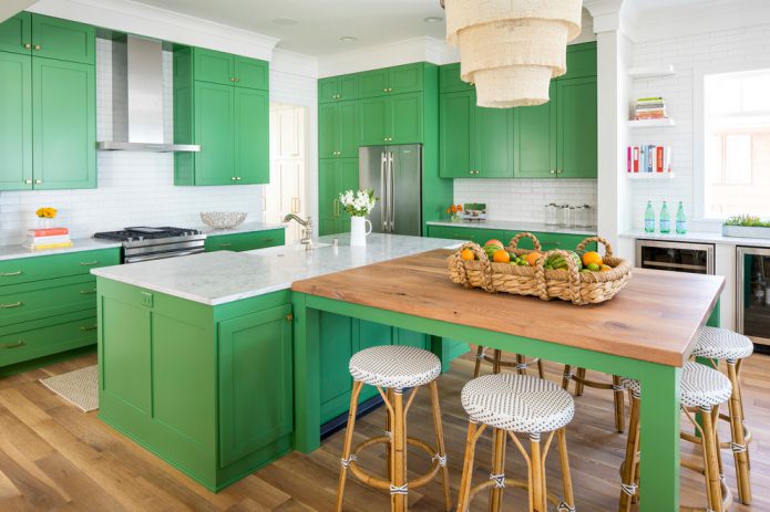 matte green kitchen set