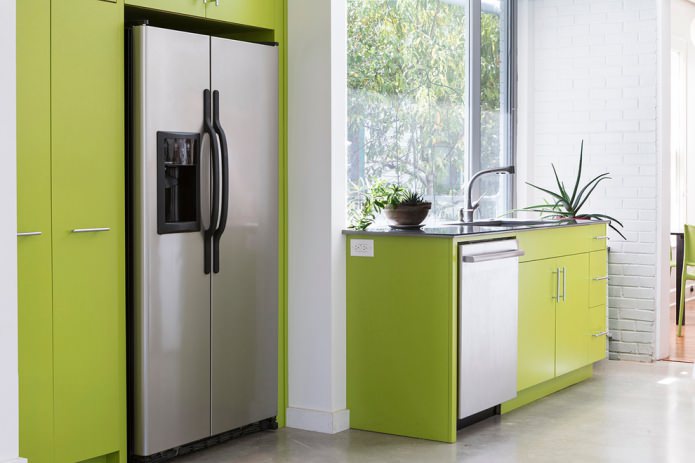 green kitchen set