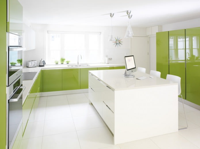Plastic green kitchen front