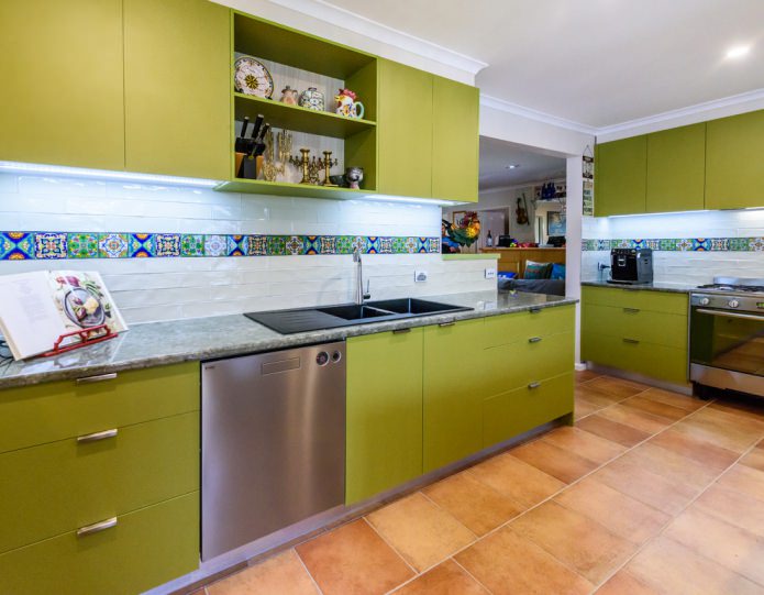 green in the kitchen interior