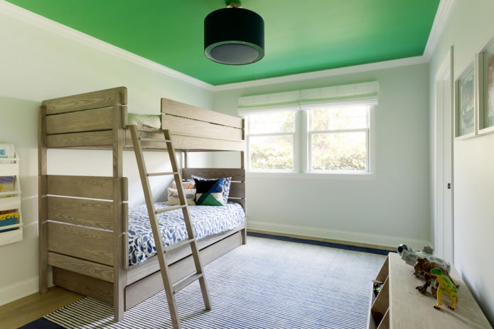 green ceiling covering in the nursery