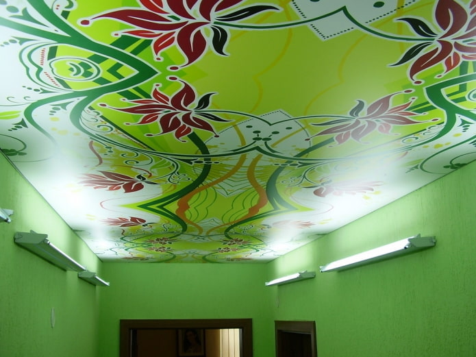green stretch fabric with photo printing