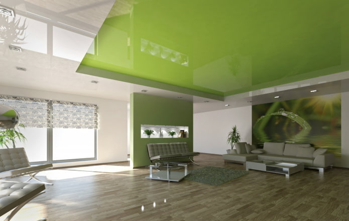 green stretch fabric in the interior