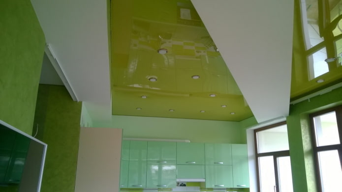 glossy green stretch ceiling