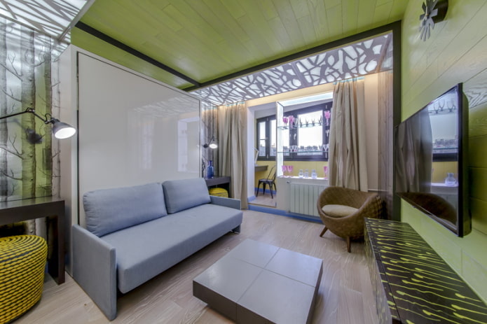 green wooden ceiling