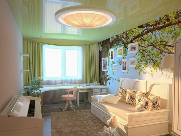 green curtains