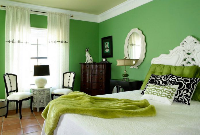 green bedroom to match textiles