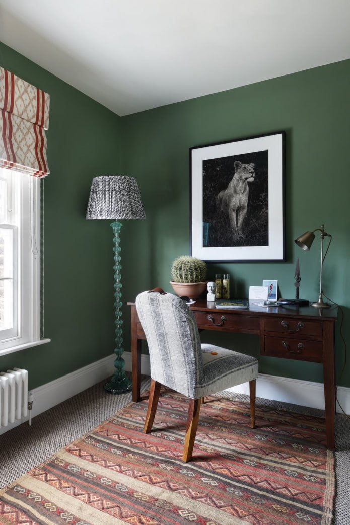 matte green walls in the office