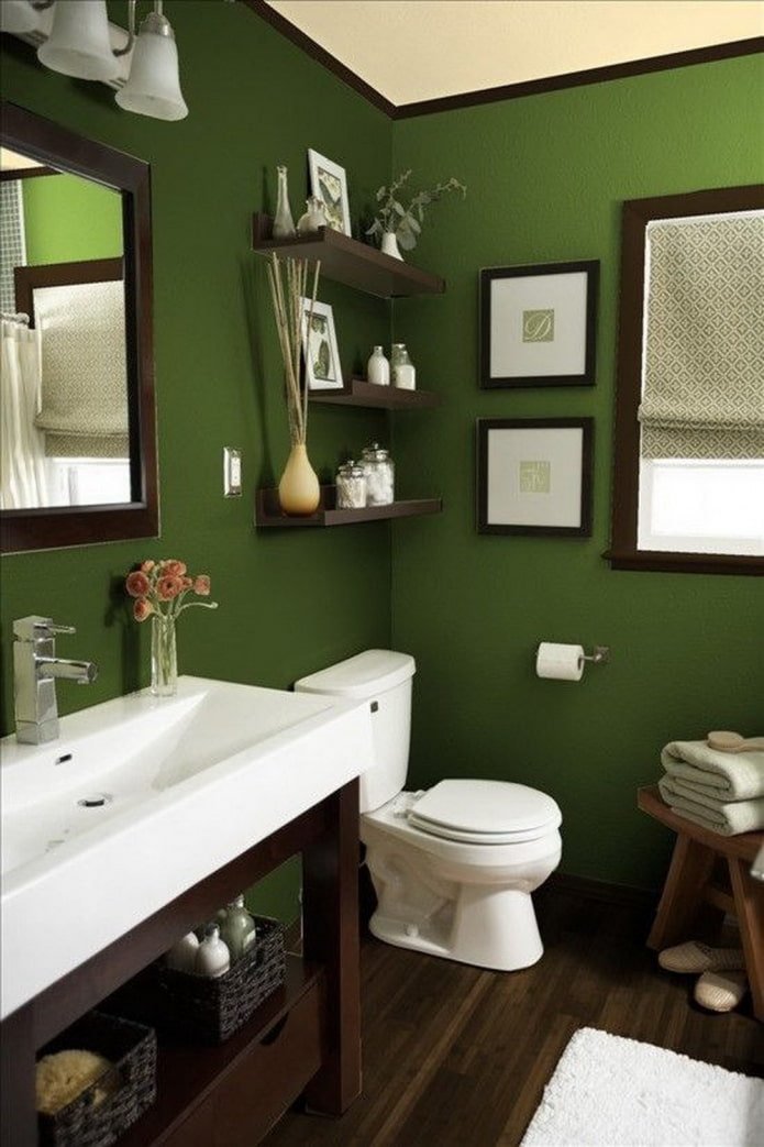 dark green bathroom