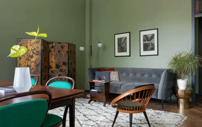 modern interior with colored walls