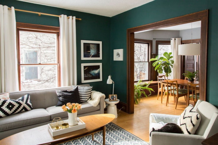 emerald walls in the room