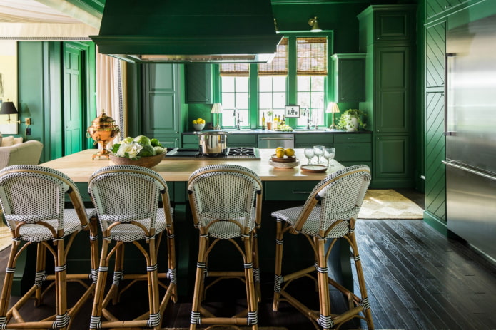 green kitchen in the house
