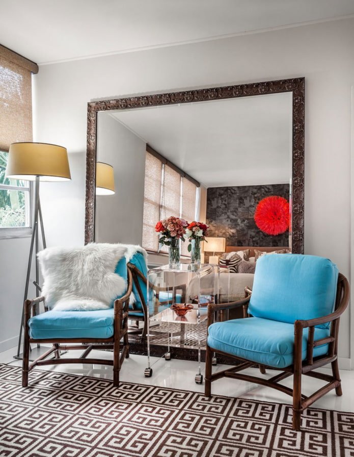square mirror in the hall
