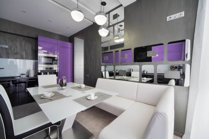 mirror panel in the kitchen interior