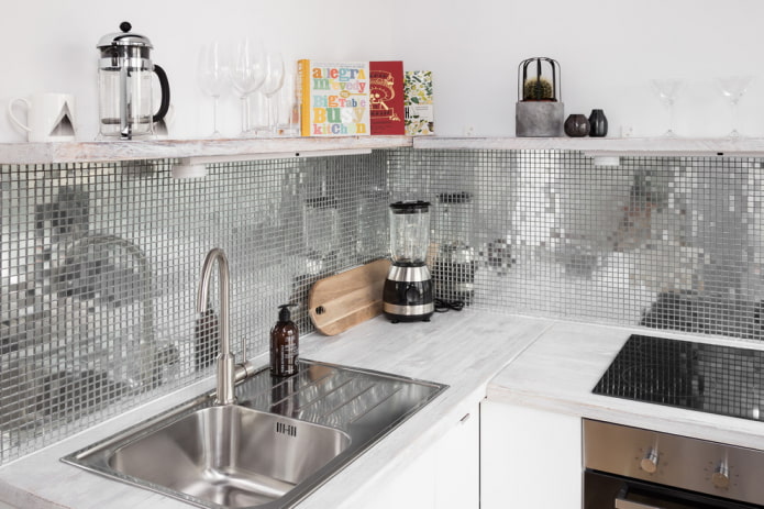 mirror mosaic in the kitchen interior