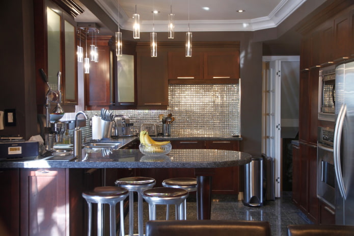 mirror mosaic in the kitchen interior