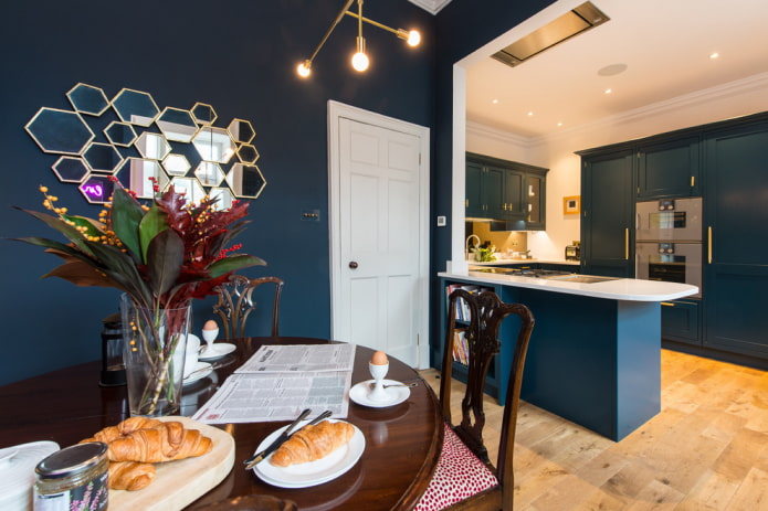 mirror panel in the kitchen interior