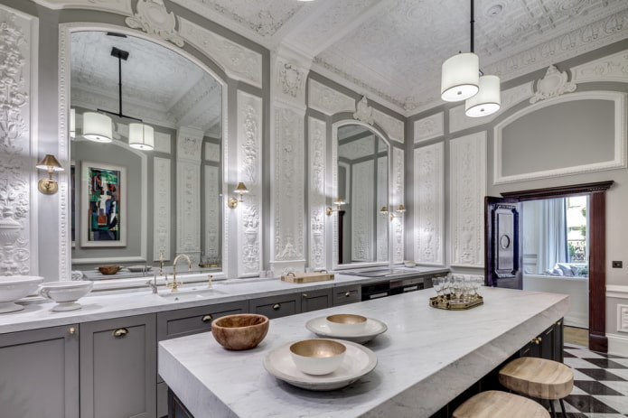 large mirrors in the kitchen interior
