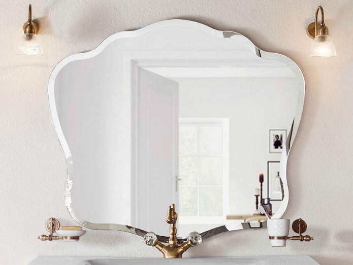 figured beveled mirror in the interior