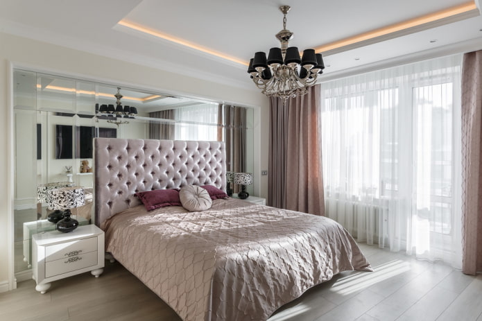 beveled mirror in the bedroom interior