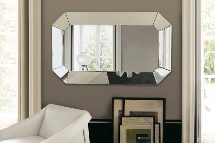 mirror product with double bevel in the interior