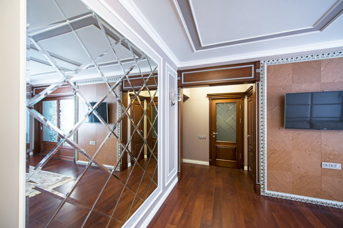 large beveled mirror in the interior