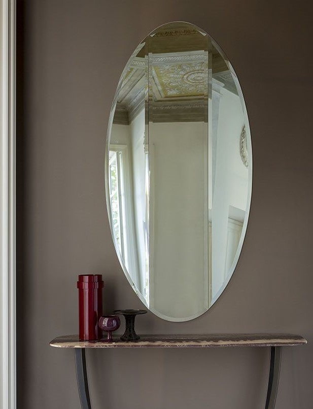 oval beveled mirror in the interior