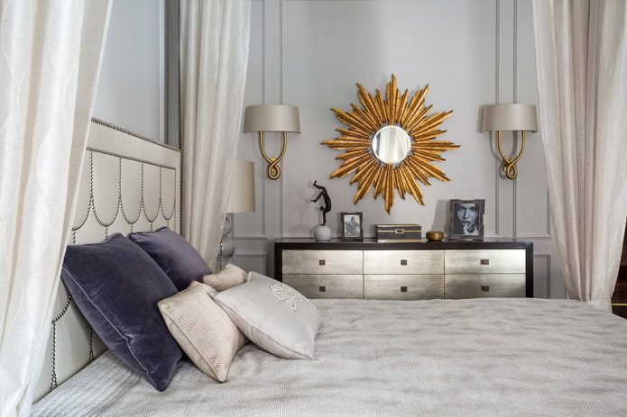 sun-shaped mirror in the interior