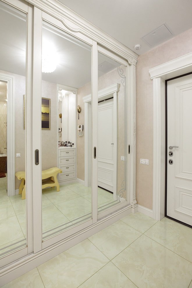 mirror built into a wardrobe in the interior