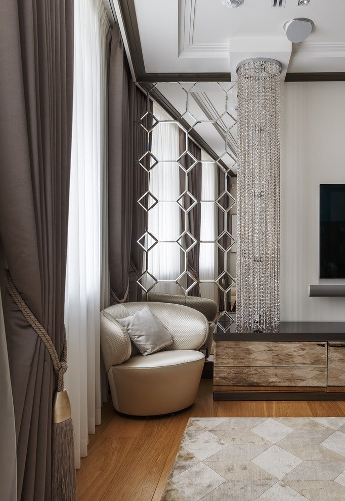 mirror mounted into a wall in the interior