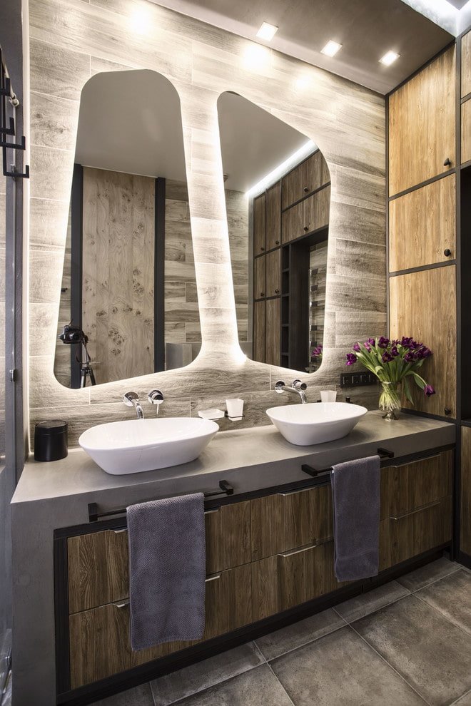 mirror with backlighting in the interior